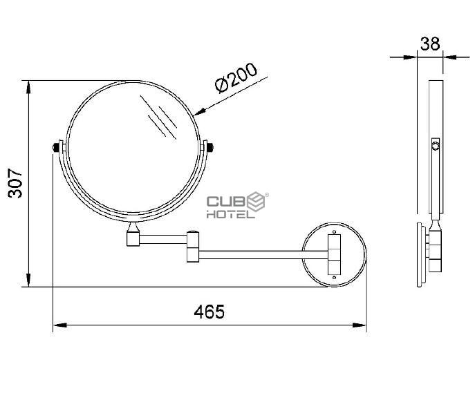 Espelho WC Extensível de Aumento 5x Preto